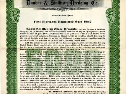 Bond - Dunbar & Sullivan Dredging Co. 
First Mortgage Registered Gold Bond