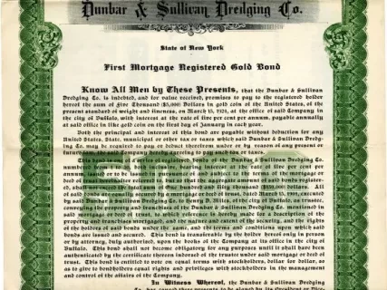 Bond - Dunbar & Sullivan Dredging Co. 
First Mortgage Registered Gold Bond
