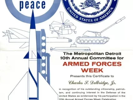 Certificate, Attendance - Metropolitan Detroit 10th Annual Committee for
Armed Forces Week