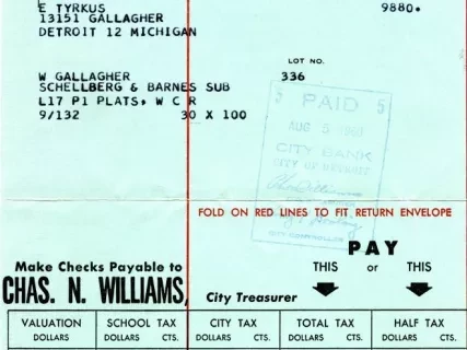 Bill, Tax - City of Detroit
General City Tax Bill