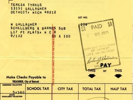 Bill, Tax - City of Detroit
General City Tax Bill