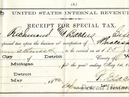 Receipt - United States Internal Revenue
Receipt for Special Tax