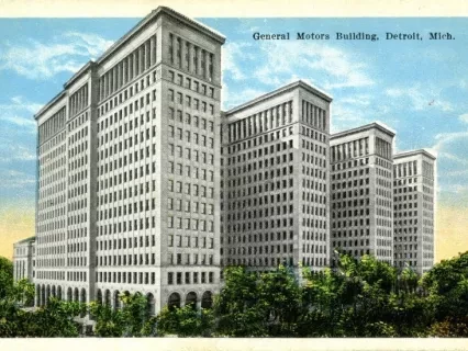 Postcard - General Motors Building, Detroit, Mich.
