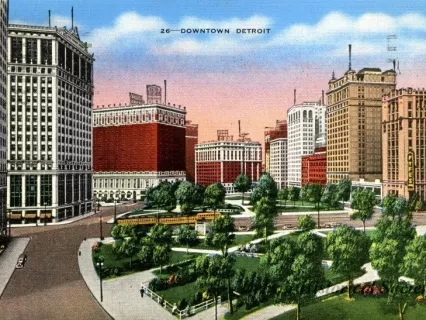 Postcard - 26 - Downtown Detroit