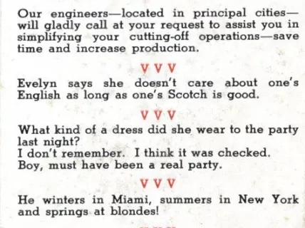 Card, Advertising - Cutting Remarks