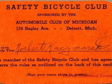Card, Membership - Safety Bicycle Club