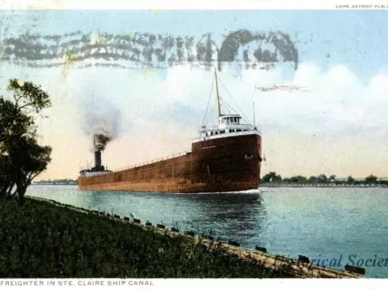 Postcard - 13888  Freighter in Ste. Claire Ship Canal