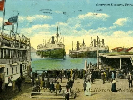 Postcard - Excursion Steamers, Detroit River