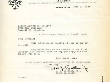 Letter - Licensed Tugmen's Protective Association of America