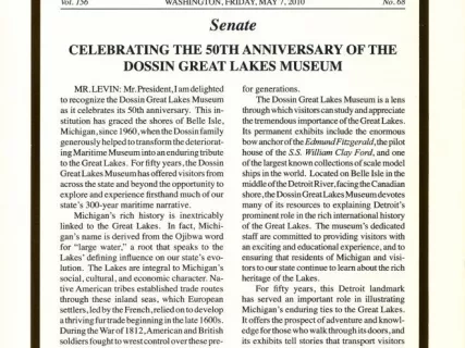 Certificate, Commemorative - Congressional Record