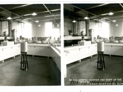 Stereograph - Serving Counter And Staff Of The Hudson Cafeteria, Hudson Motor Car Co, Detroit, USA