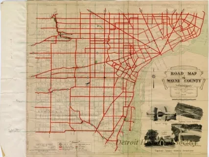 Map - Road Map of Wayne County Michigan