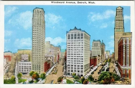 Postcard - Woodward Avenue, Detroit, Mich.