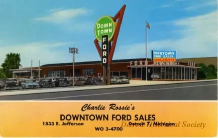Postcard - Charlie Rossie's Downtown Ford Sales