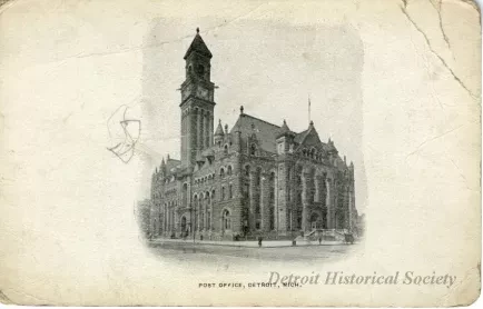 Postcard - Post Office, Detroit, Mich.