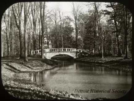Transparency, Lantern-slide - Bridge in the Woods, Bell Isle - Detroit