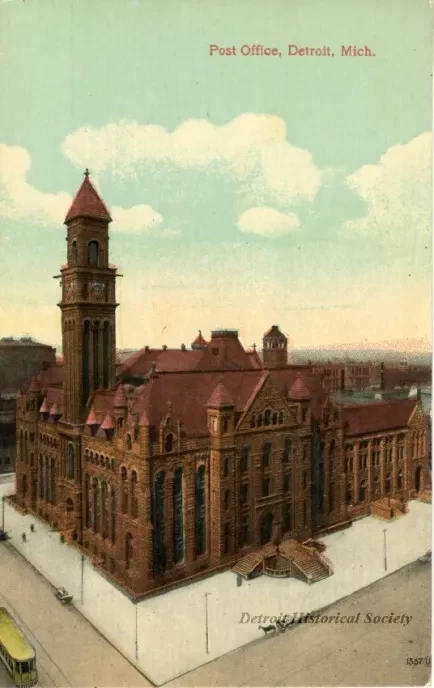 Postcard - Post Office, Detroit, Mich.