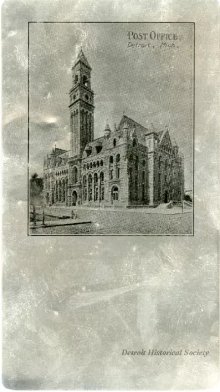 Postcard - Post Office, Detroit, Mich.