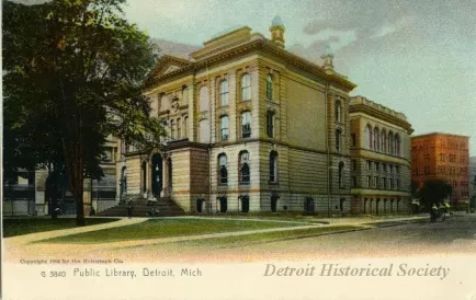 Postcard - Public Library, Detroit, Mich.