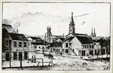 Print - View of the North Side of Jefferson Avenue and Griswold Street in 1837