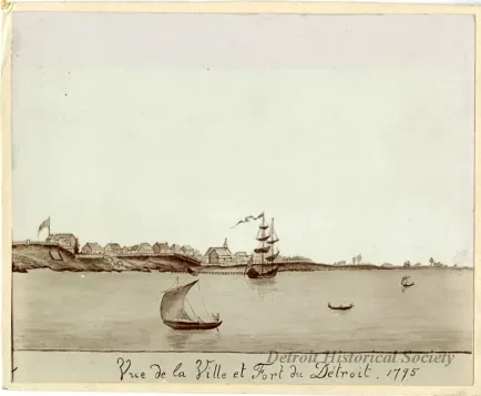 Print - Vue de la Ville et Fort du De'troit, 1795