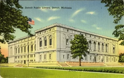 Postcard - Detroit Public Library, Detroit, Michigan