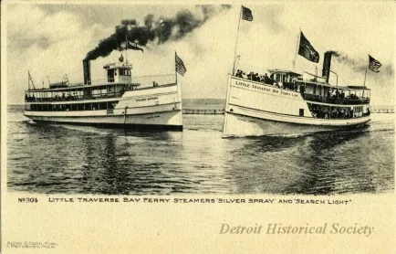 Postcard - Little Traverse Bay Ferry Steamers "Silver Spray" and "Search Light"