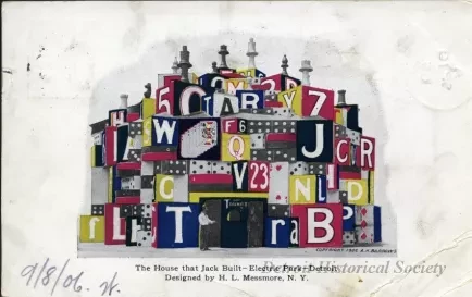 Postcard - The House that Jack Built - Electric Park - Detroit; Designed by H.L. Messmore, N.Y.