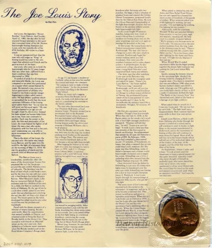 Brochure - Joe Louis Congressional Gold Medal
[bronze reproduction]