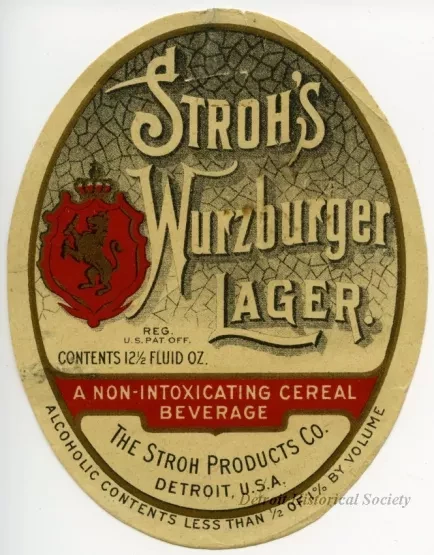 Label - Stroh's Wurzburger Lager Label