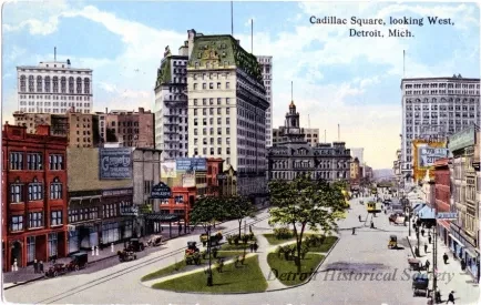 Postcard - Cadillac Square, looking West, Detroit, Mich. - Cadillac Square, looking West, Detroit, Mich.