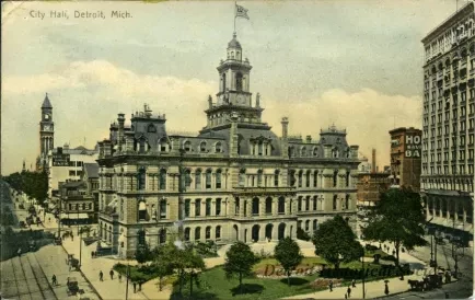 Postcard - City Hall, Detroit, Mich.