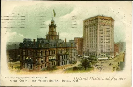 Postcard - City Hall and Majestic Building, Detroit, Mich.