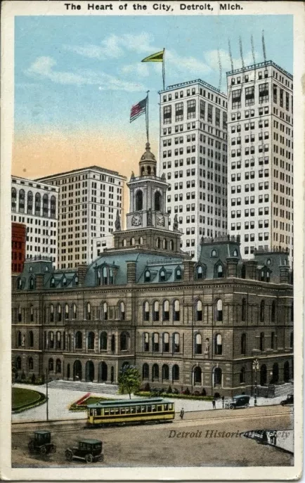 Postcard - The Heart of the City, Detroit, Mich.