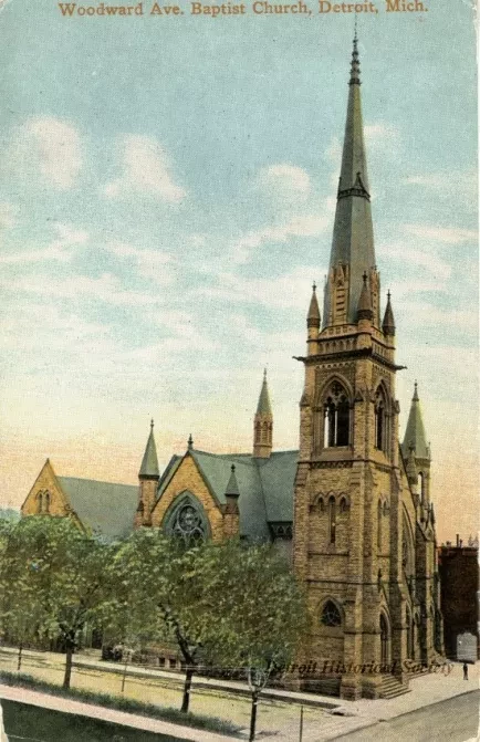 Postcard - Woodward Ave. Baptist Church, Detroit, Mich.