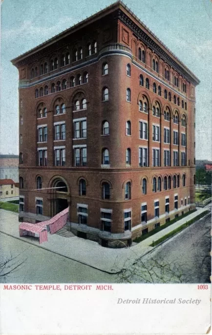 Postcard - Masonic Temple, Detroit, Mich. 1093