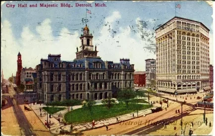 Postcard - City Hall and Majestic Bldg., Detroit, Mich.