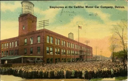 Postcard - Employees at the Cadillac Motor Car Company, Detroit