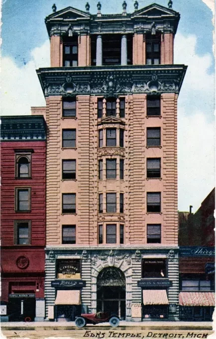 Postcard - Elks Temple, Detroit, Mich.