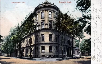 Postcard - Harmonie Hall Detroit Mich.