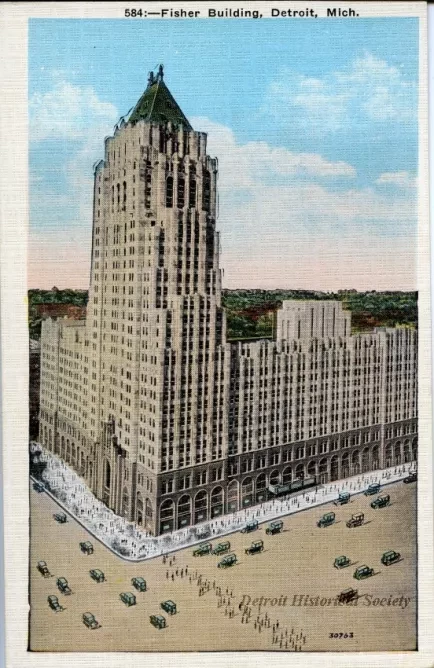 Postcard - Fisher Building, Detroit, Mich.
