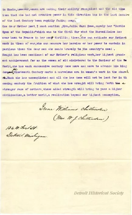 Letter - The American Mother of the Nineteenth Century