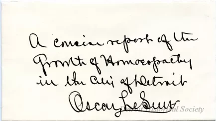 Envelope - A Concise Report of the Growth of Homeopathy in the City of Detroit