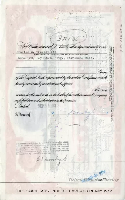 Certificate, Stock