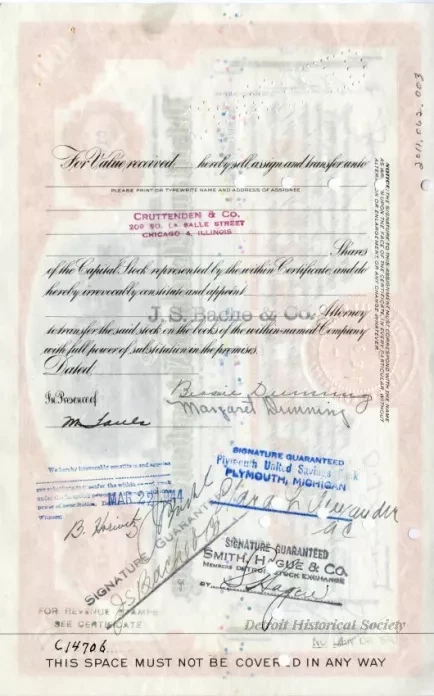 Certificate, Stock