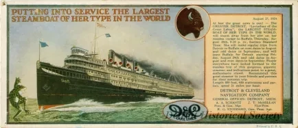 Advertisement - Putting Into Service the Largest Steamboat of her Type in the World