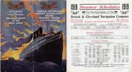 Brochure - D&C Lake Lines, Detroit, Cleveland, Buffalo, Niagara Falls, Toledo, Mackinac Island, and Way Ports