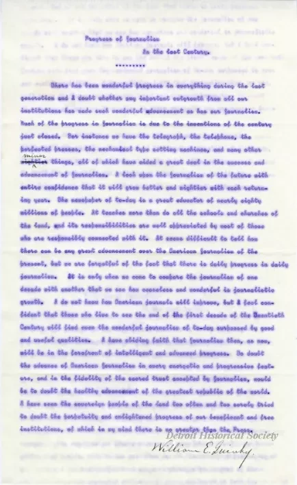 Letter - Progress of Journalism in the Last Century