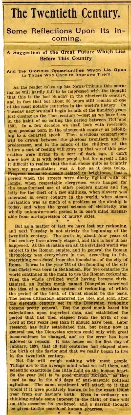 Newspaper - The Twentieth Century - Some Reflections Upon Its Incoming.