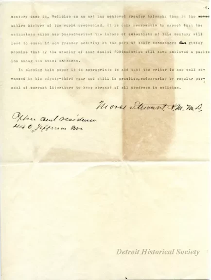 Letter - Medical Reminiscences of the Nineteenth Century